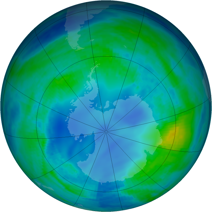 Antarctic ozone map for 03 May 1986